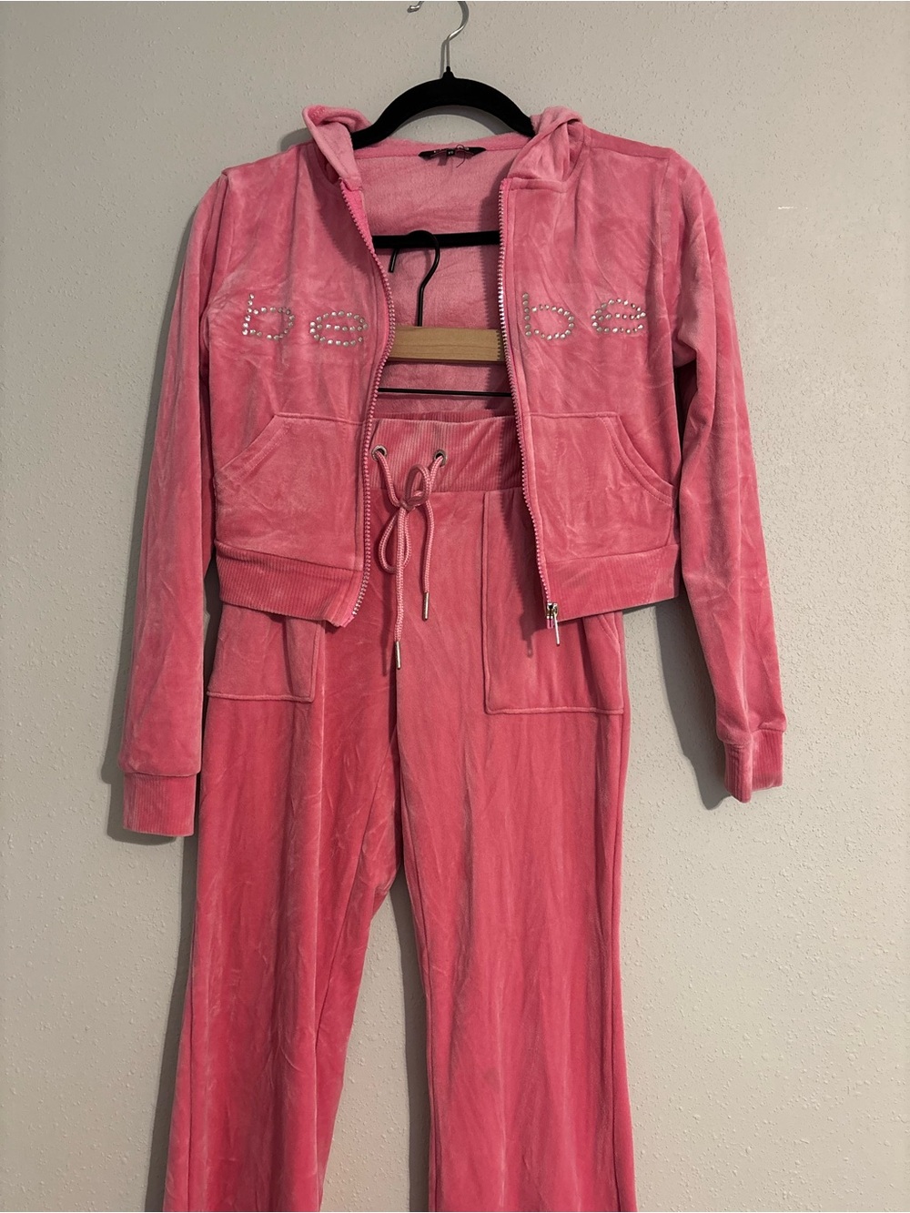 bebe Pink Velour tracksuit